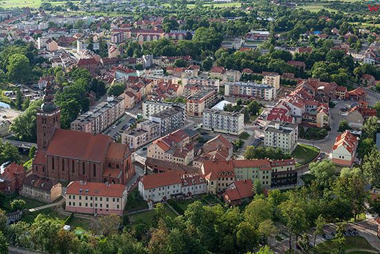Lidzbark Warminski, panorama starego miasta od strony S. EU, PL, Warm-Maz. Lotnicze.